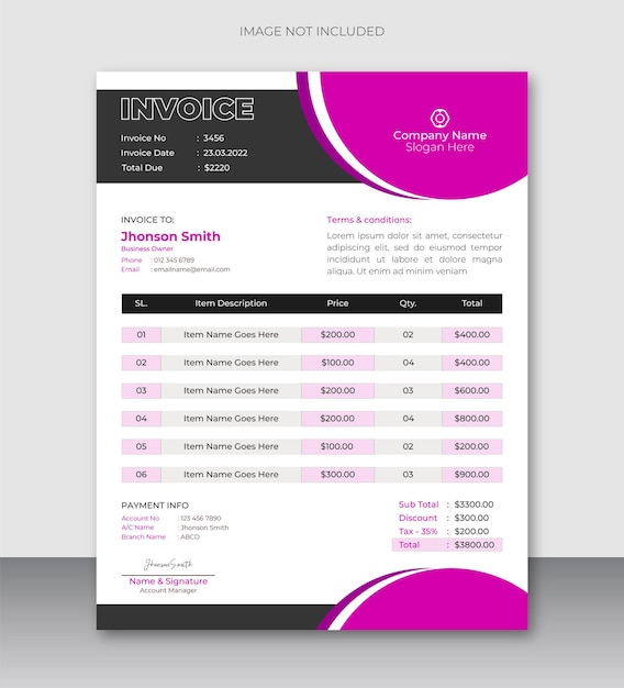 Modern creative business Invoice design template