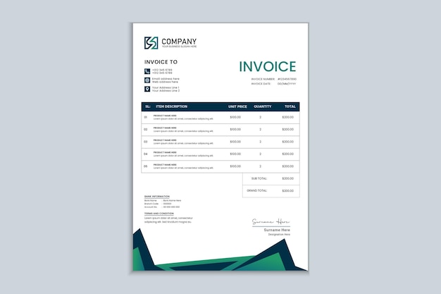 Modern creative business invoice design template