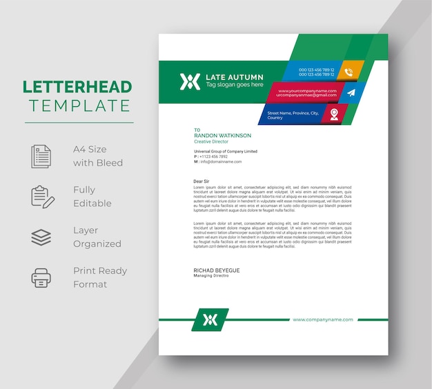 Vector modern creative business letterhead template