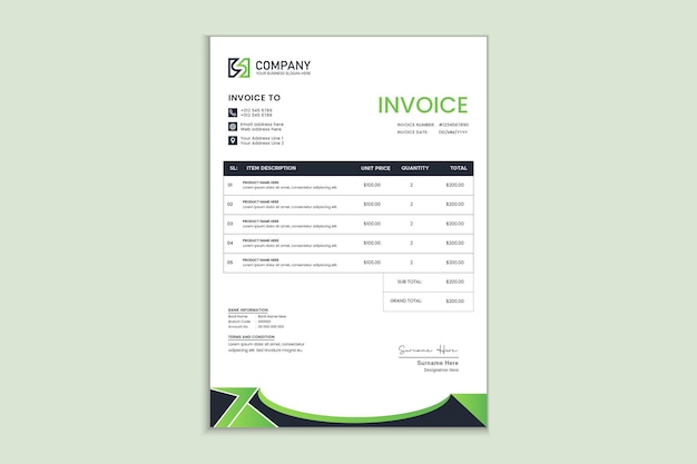 Modern creative business style invoice of your corporate project design