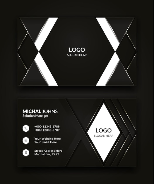 Modern creative and clean business card template design in black and white color vector background.