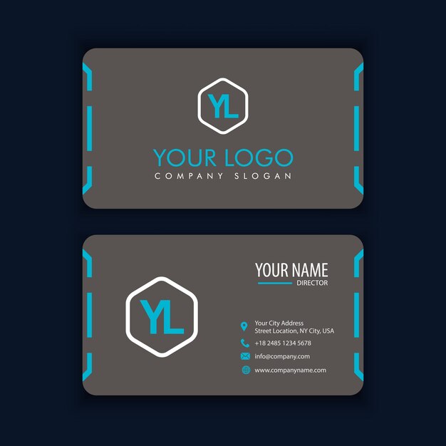 Modern creative and clean business card template with blue black color