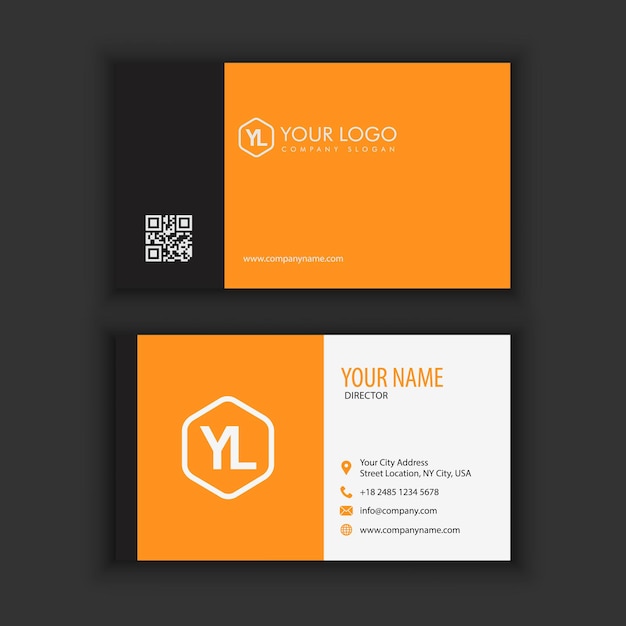Modern creative and clean business card template with orange black color