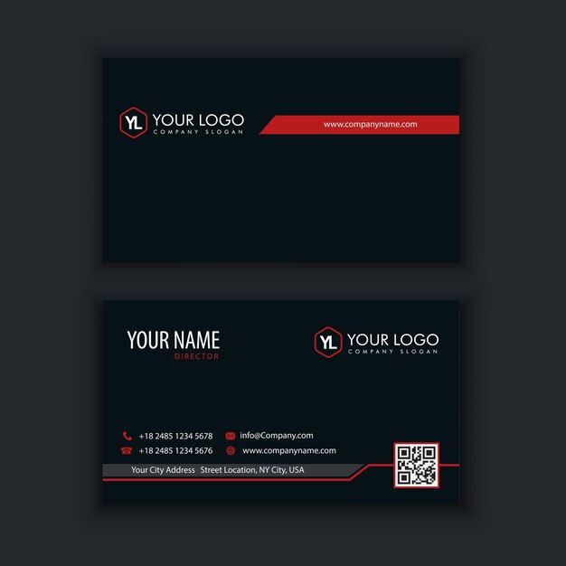 Vector modern creative and clean business card template with red black color