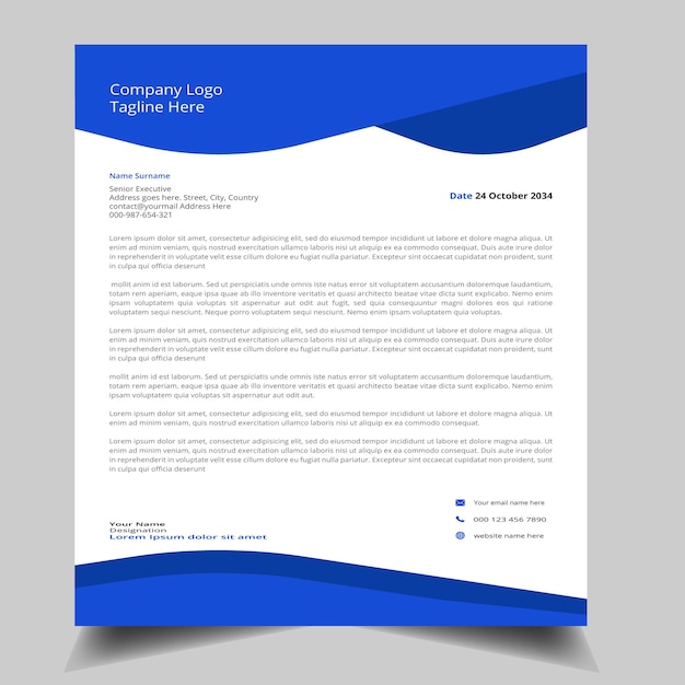 Modern creative and clean business stylish letterhead template design for your business project