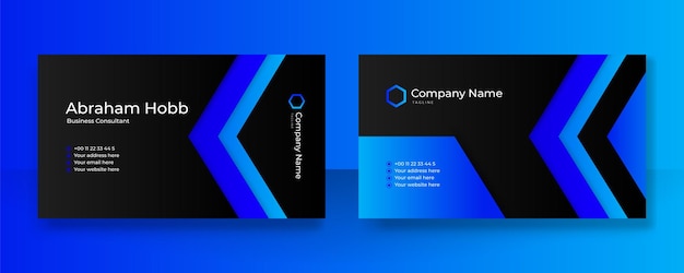 Modern creative and clean colorful blue business card design template Luxury elegant business card design background with trendy simple abstract geometric stylish wave lines Vector illustration