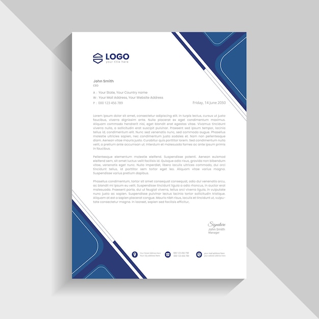 Modern creative clean letterhead template in a4 size