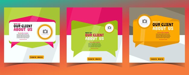 Modern and creative client testimonials or customer feedback social media post web banner template