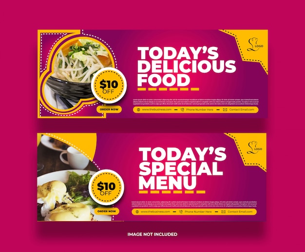 Vector modern creative colorful delicious restaurant yummy food banner for social media