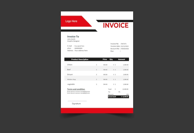 Vector modern and creative corporate business invoice template