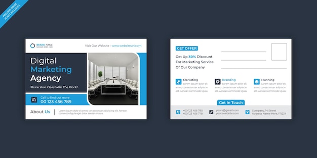 Vector modern and creative corporate business postcard design template layout