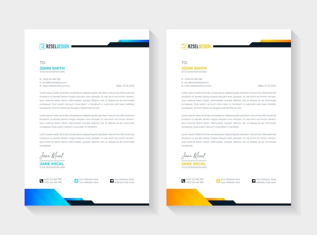 modern creative corporate professional letterhead document design set