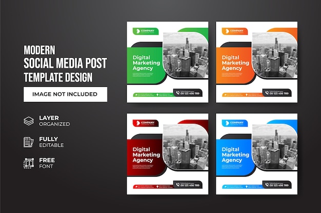 현대적이고 창의적인 디지털 마케팅 대행사 소셜 미디어 포스트 템플릿
