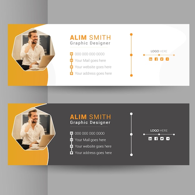 Modern amp creative email signature design template vector file layout