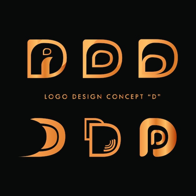 Modern and creative gold color D letter logo design sample bundle