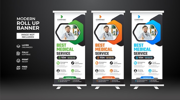 Modern and creative Health care medical Roll Up Banner template