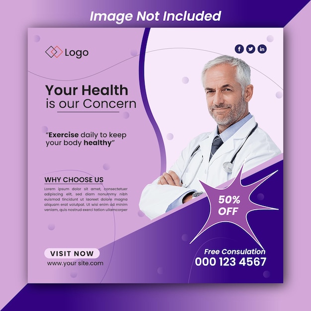 Modern creative healthcare social media and Instagram ad post