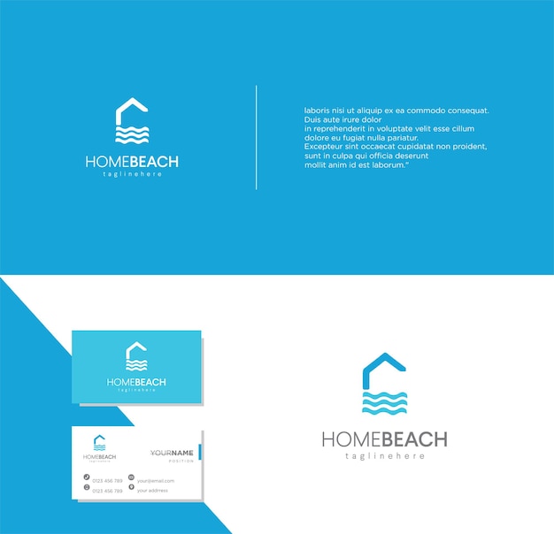 名刺とモダンな創造的なホームハウス波のロゴデザイン