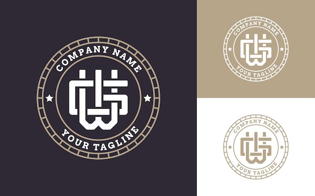 Современные и креативные начальные буквы W и G Monogram Badge Logo Vector для компании в винтажном стиле