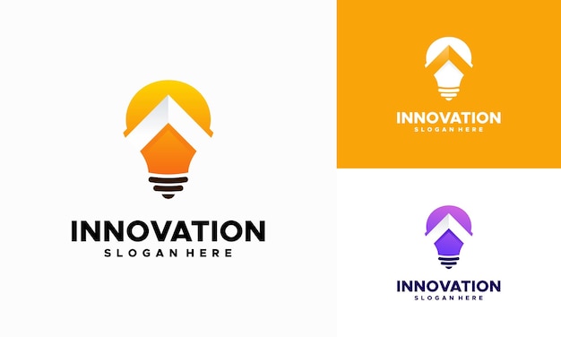 Vettore vettore di concetto di logo della lampadina di idea di innovazione creativa moderna