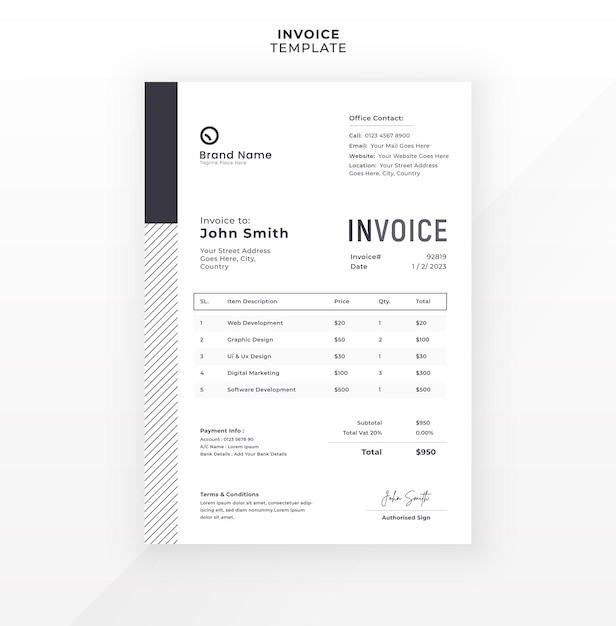 Modern creative invoice template design