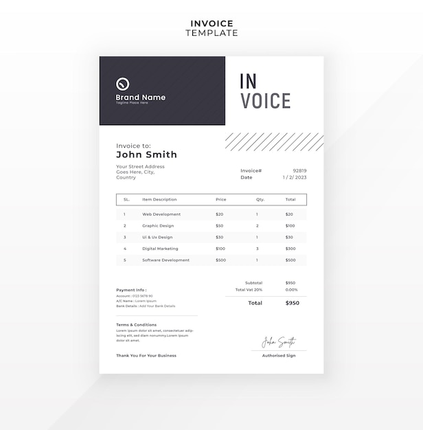 Vector modern creative invoice template design