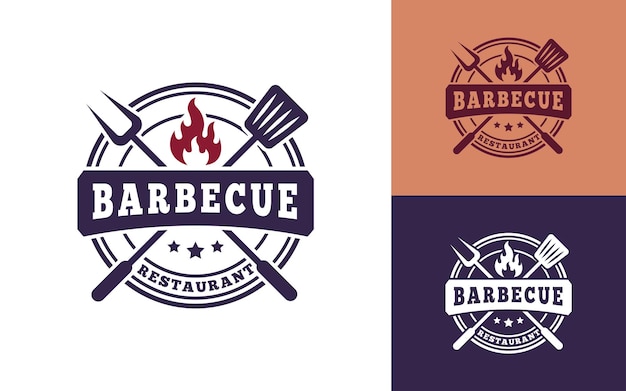 Modern and Creative Isolated Barbecue Restaurant Badge Logo Vector for Restaurant in Vintage Style