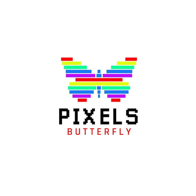 modern Creative logo with colorful pixel butterfly illustration design concept