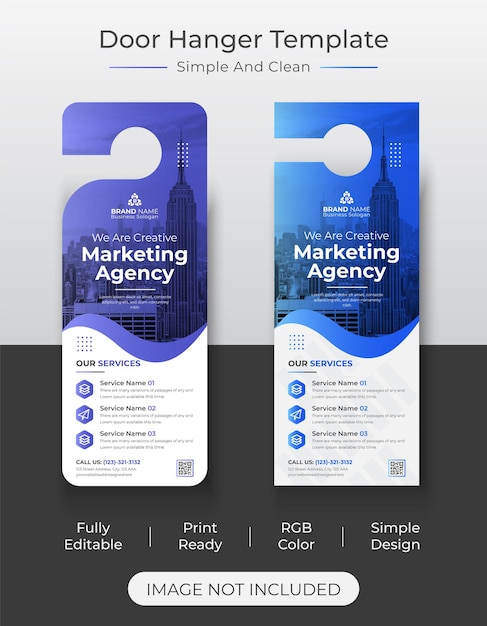 Modern and creative marketing door hanger template and door knob design