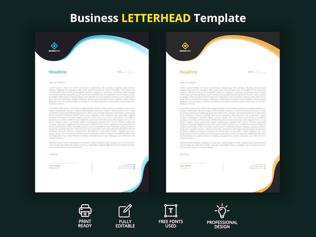 Modern creative professional Corporate A4 stationery letterhead design Premium Vector