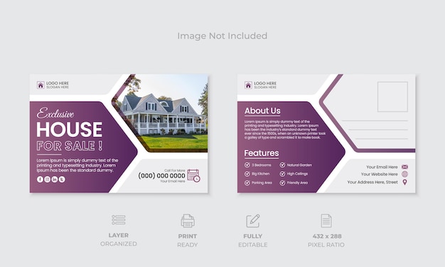 Вектор Современный креативный шаблон дизайна открытки дома компании недвижимости или продажи дома