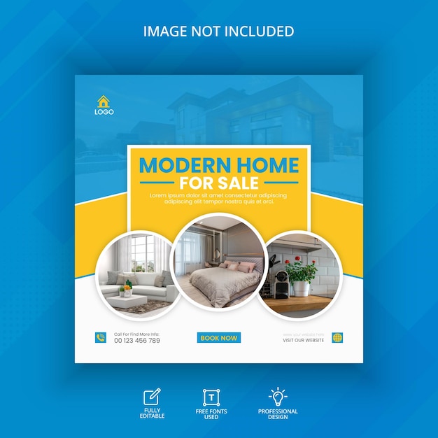 Modern and creative real estate social media banner template design