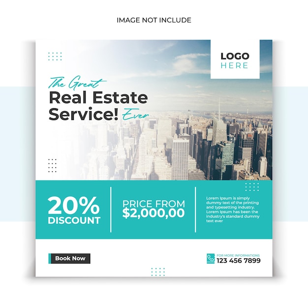 Vector modern and creative real estate social media post template design