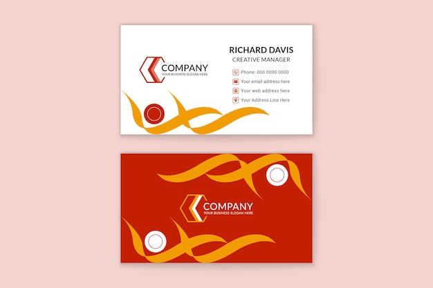 Modern creative red and yellow color business card template