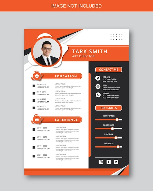 Modern and creative resume or cv template for curriculum