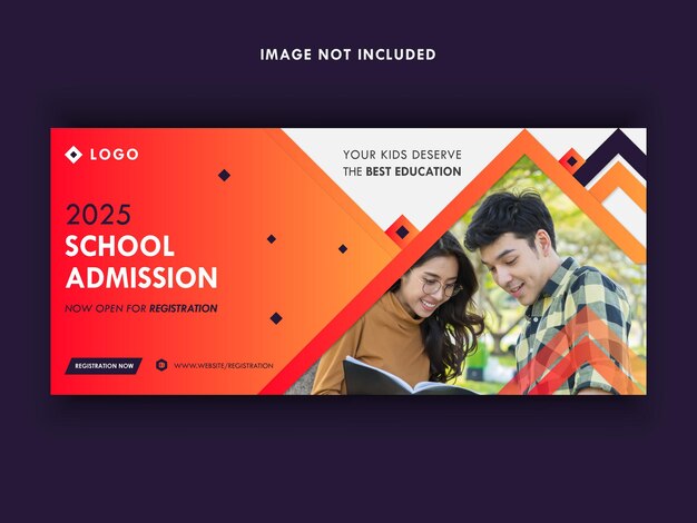 Vector modern and creative school admission social media facebook cover page design template