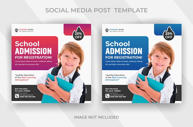 Modern and Creative School Admission Social media post design template