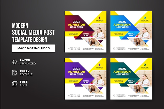 Modern and creative school admission social media post template