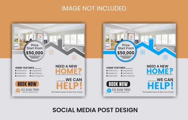 Modern and creative social media posts or web banners with color variation template