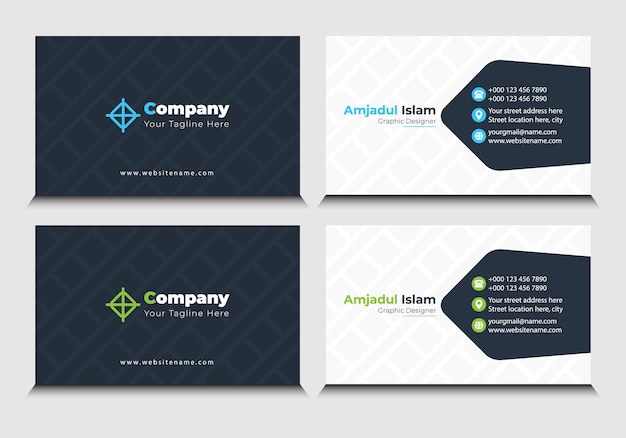 Modern creative white business card template corporate business card blue black and white