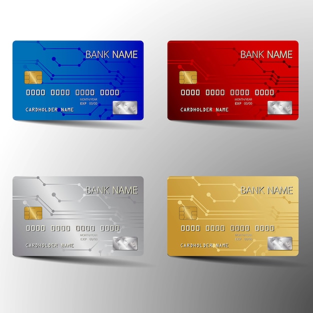 Современный дизайн шаблонов кредитных карт. с вдохновением от абстрактного. векторная иллюстрация
