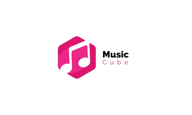 Modern Cube Music Symbol Logo Design