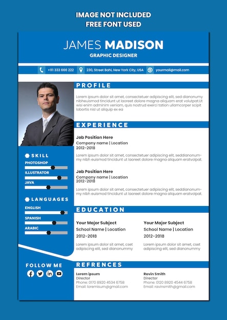 Modern cv or resume vector template minimalistic creative style