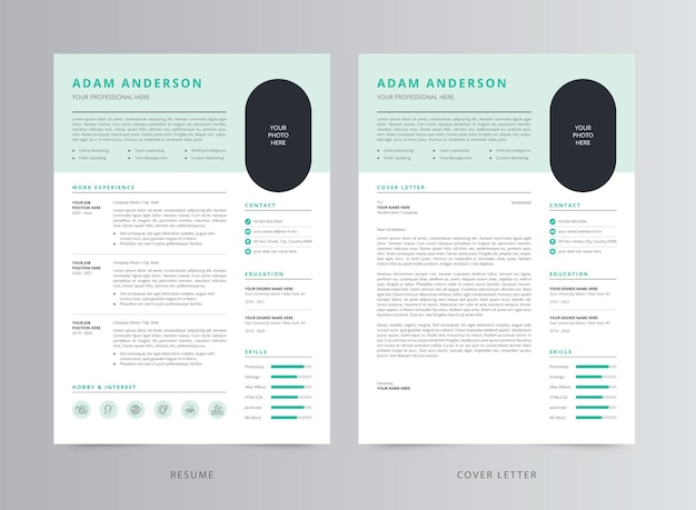 Vector modern cv-sjabloon cv en sollicitatiebriefsjabloon