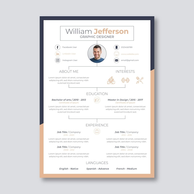 Modern cv-sjabloonconcept