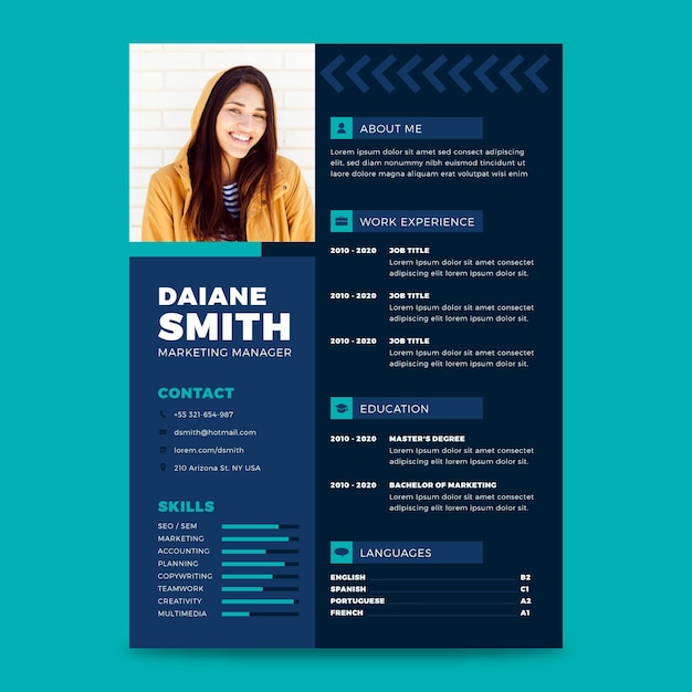 Modern cv template concept