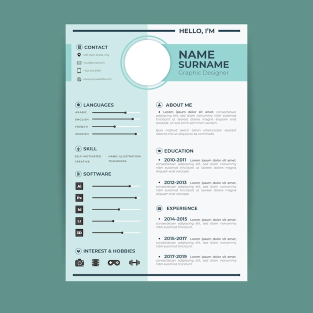 Modern cv template concept