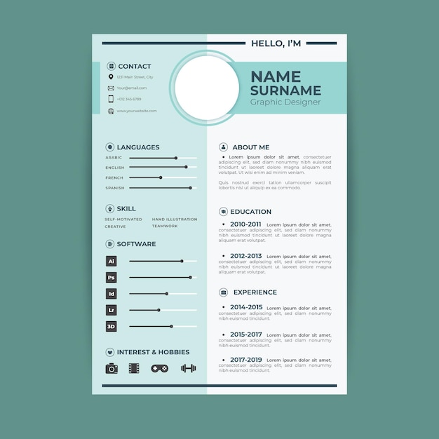 Vector modern cv template concept