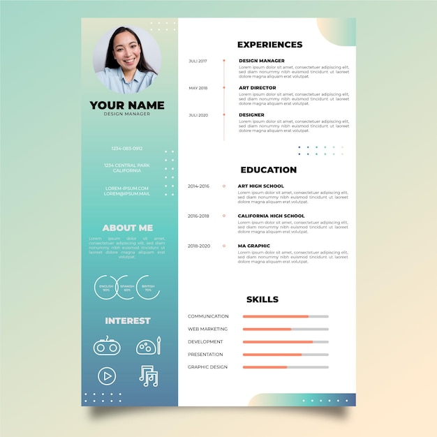 Modern cv template concept