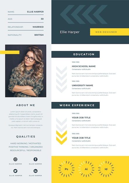 Modern cv template concept